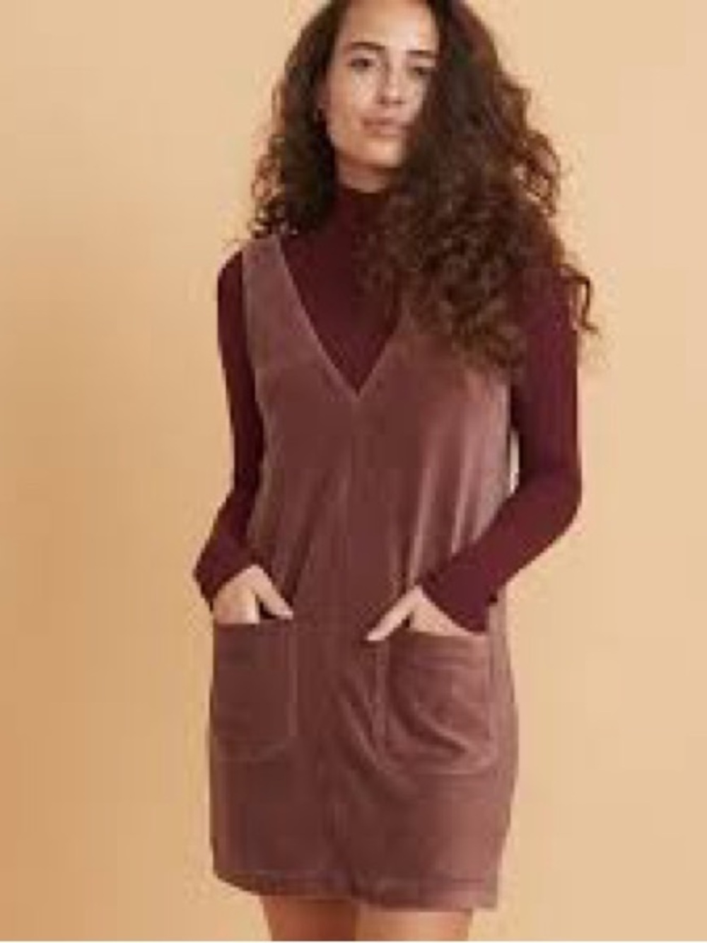 Marine Layer Plum Velvet V-Neck Pinafore